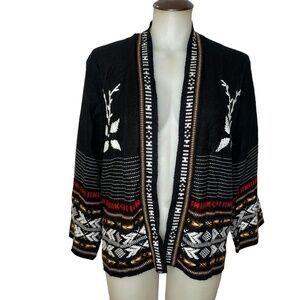 Boho Embroidered Black Cardigan